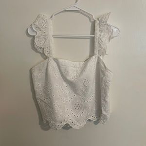 White Eyelet Lace Tank Top